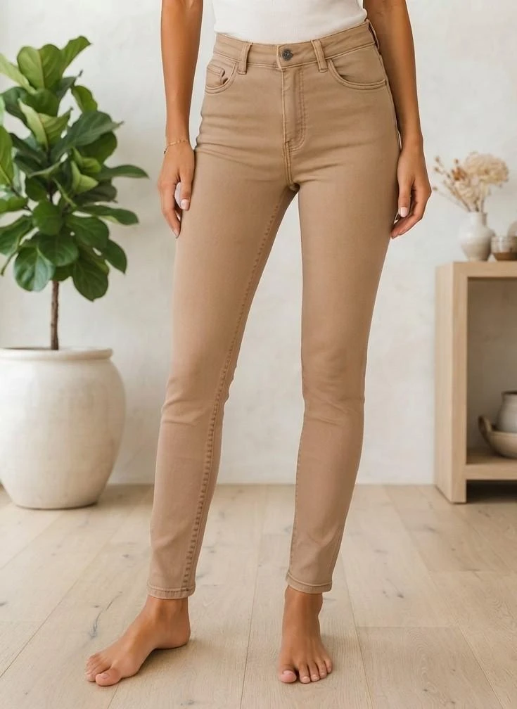Pantalon slim beige femme T34 - Neuf - La halle
